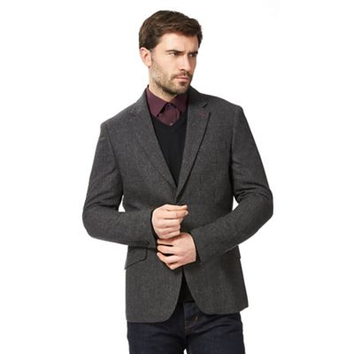 Grey wool blend textured jacket